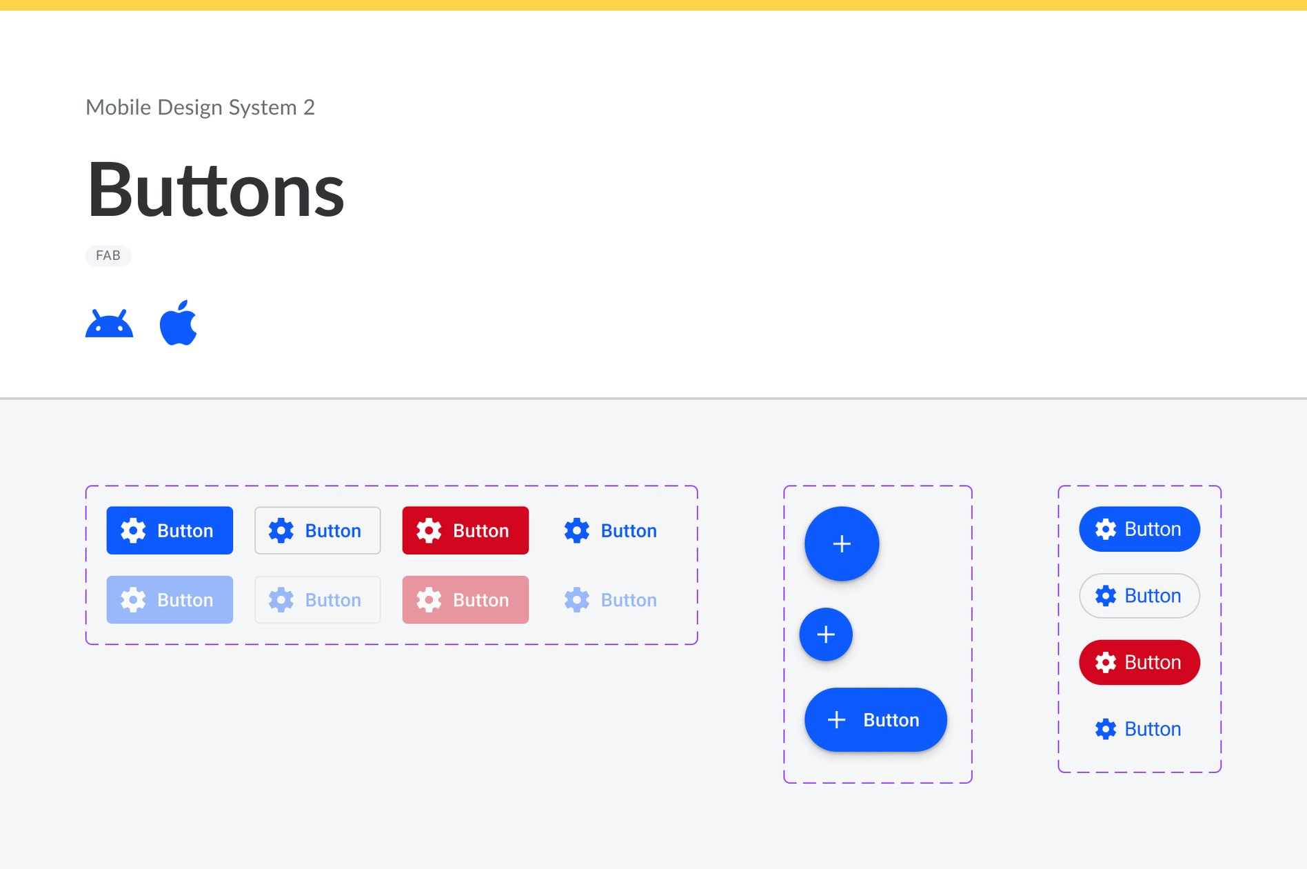 The Buttons component: Android and iOS button sets and the floating action button